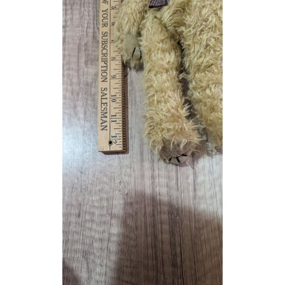 Vintage Ty Teddy Bear Yellow Hat 1993 Plush Toy Tan Fur 12 Inch Stuffed Animal - Picture 10 of 10